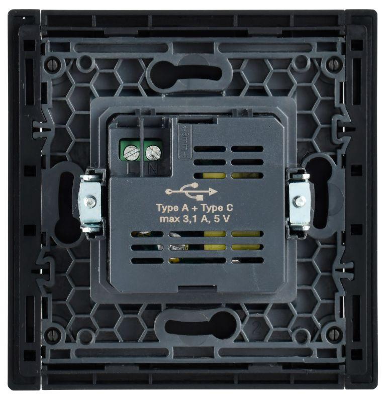 Розетка USB A+C 3.1А FORTE&PIANO FP150 черн. IEK FP-U22-D31-K02