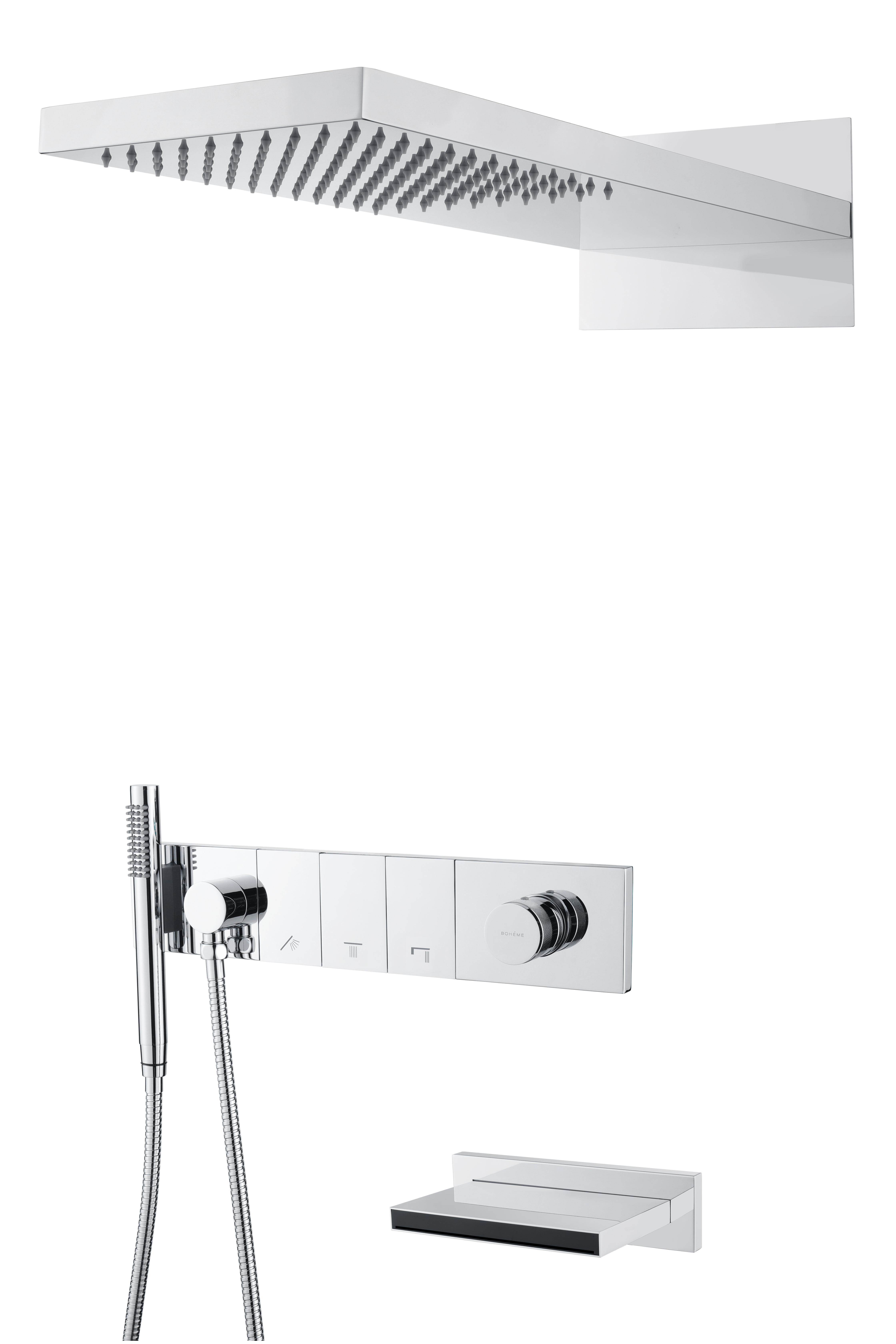 Встроенная душевая система  ZODIAC с термостатом, трехпозиционная NIKEL BRUSH