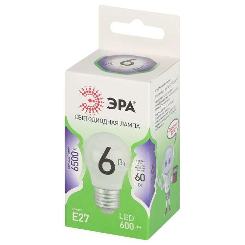 Лампа светодиодная GREEN LINE P45-6W-865-E27 GL 6Вт шар 6500К свет холод. E27 Эра Б0067059