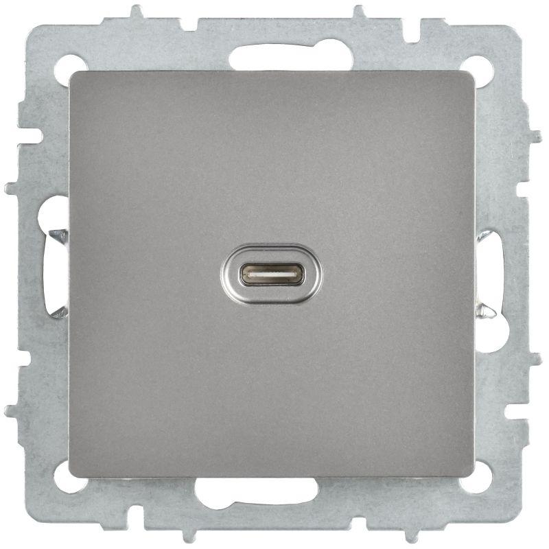 Розетка СП BRITE РЮ12-1-БрС USB C 65Вт высокоскор. заряд. сталь IEK BR-U13-065-K46