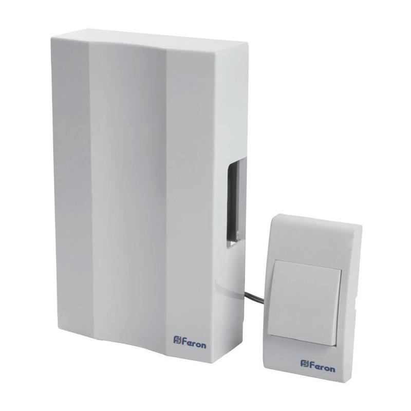 Звонок с кнопкой электромеханический проводной 230В бел. 162х98х40мм DB-101 FERON 41504