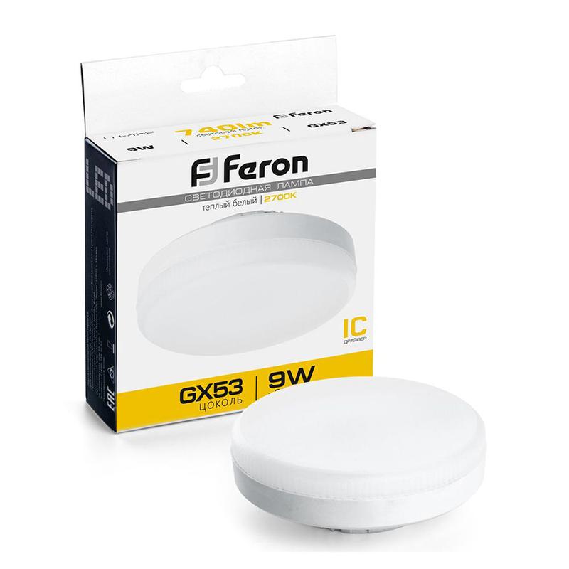 Лампа светодиодная 9Вт 230В GX53 2700К LB-452 FERON 25832