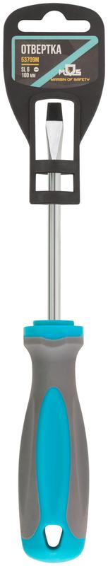 Отвертка CrV сталь прорезиненная ручка SL6х100мм MOS 53709М