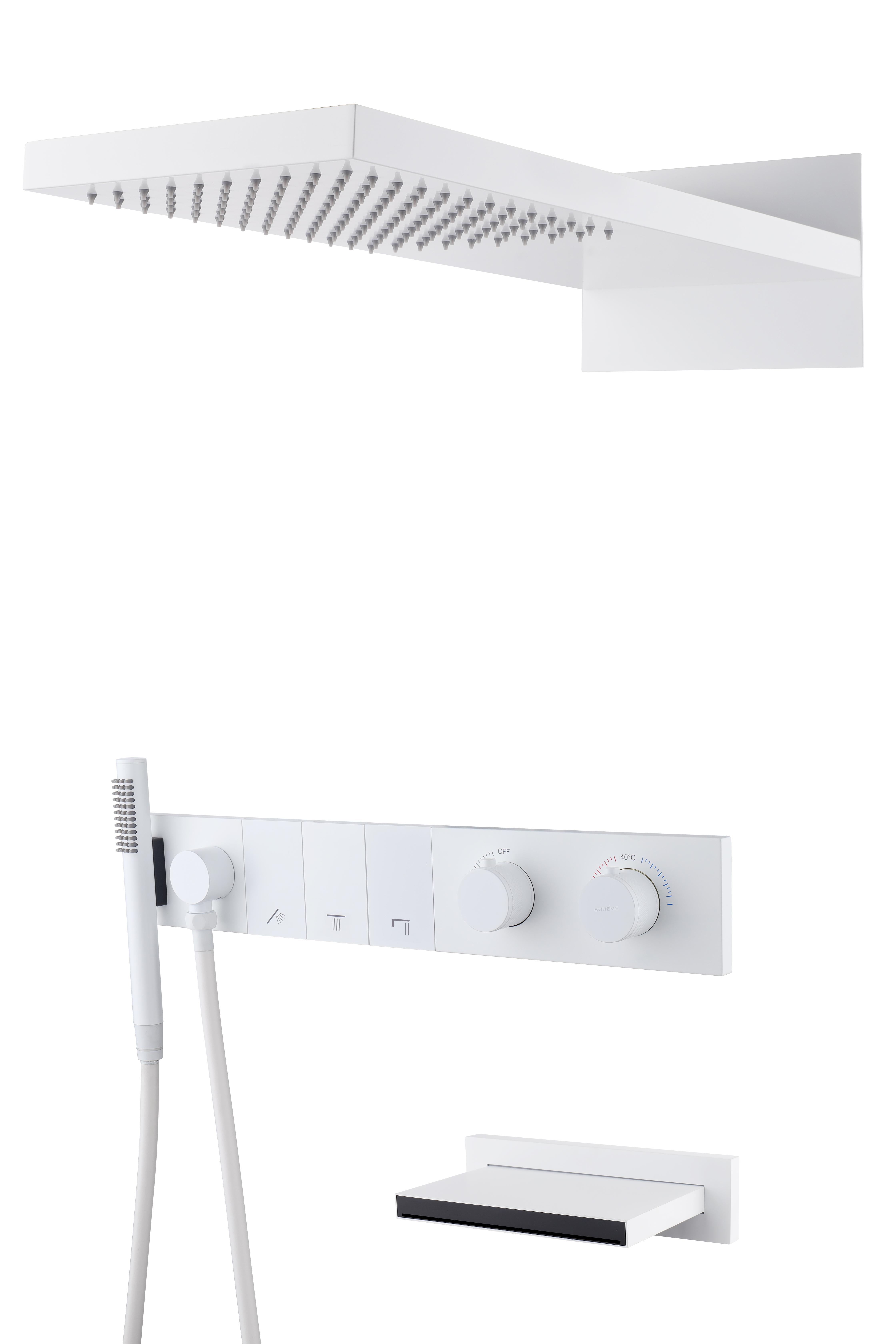 Встроенная душевая система  ZODIAC с термостатом, трехпозиционная MATT WHITE