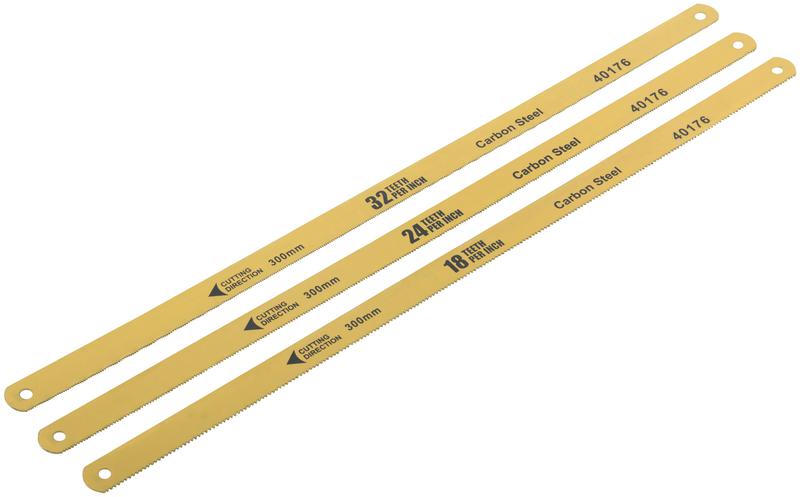 Полотна ножовочные пометаллу односторонние 300мм набор 6шт на подвесе (18ТPI+24ТPI+32ТPI) (уп.6шт) FIT 40176
