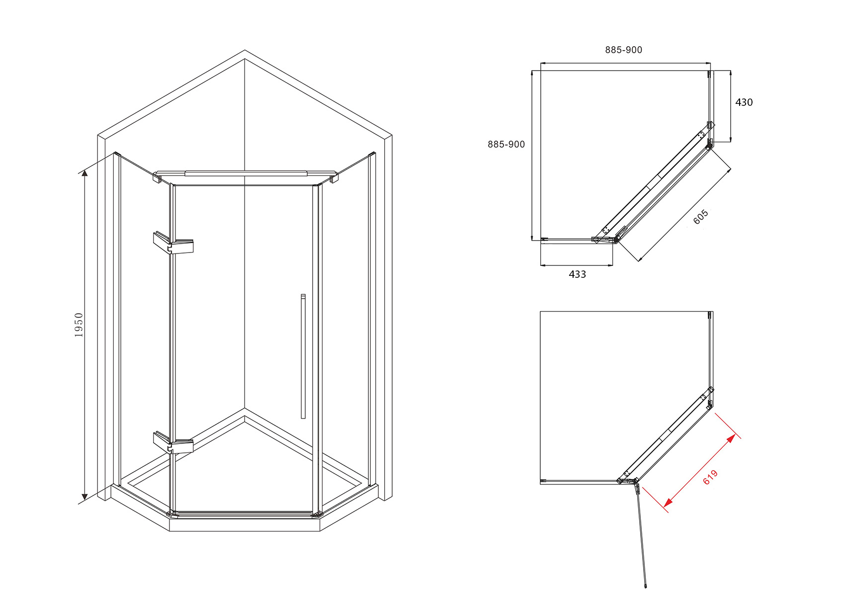 Душевой уголок ABBER Ewiges Wasser AG05090