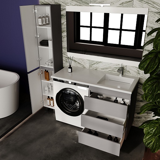 Тумба напольная "Даллас ЛЕОН 120" (3 ящ.) Люкс серая, PLUS