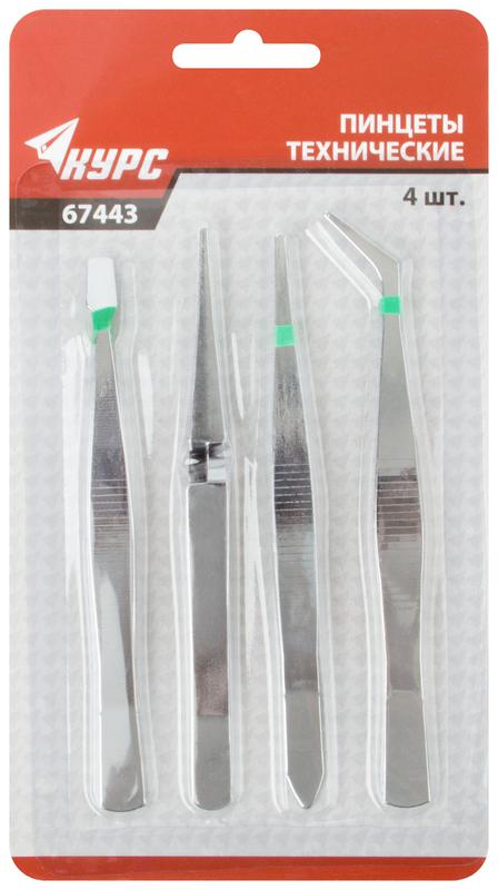 Пинцеты набор (уп.4шт) КУРС 67443