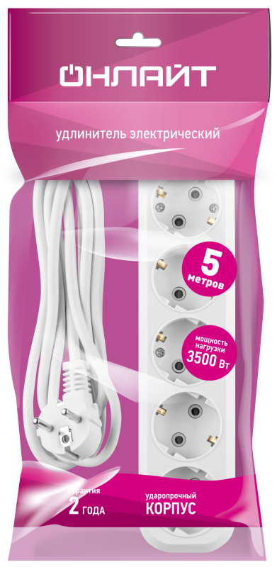 Удлинитель 90 802 OPE-S-05-500-E-3x1 ОНЛАЙТ 90802