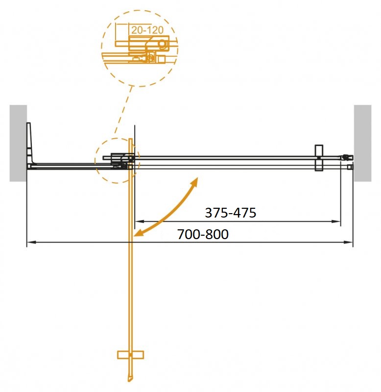 Душевая дверь CEZARES SLIDER-B-1-70/80-C-NERO