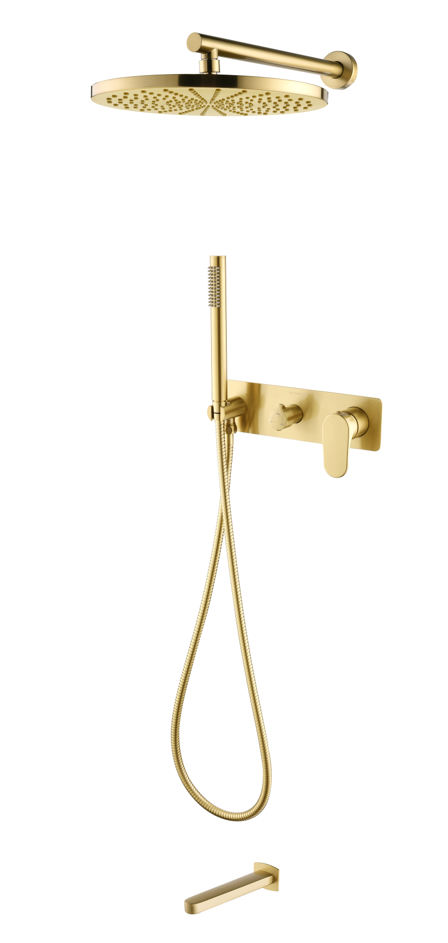 Смеситель встроенный для душа с верхней лейкой и изливом SPECTRE Matt Gold