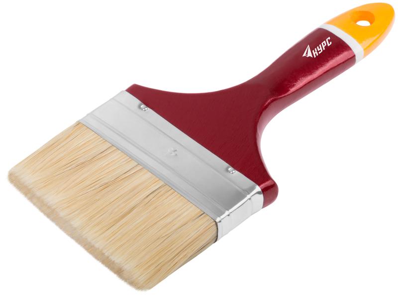 Кисть флейцевая "Мастер" 4дюйм (100мм) натур. щетина деревянная ручка КУРС 00838