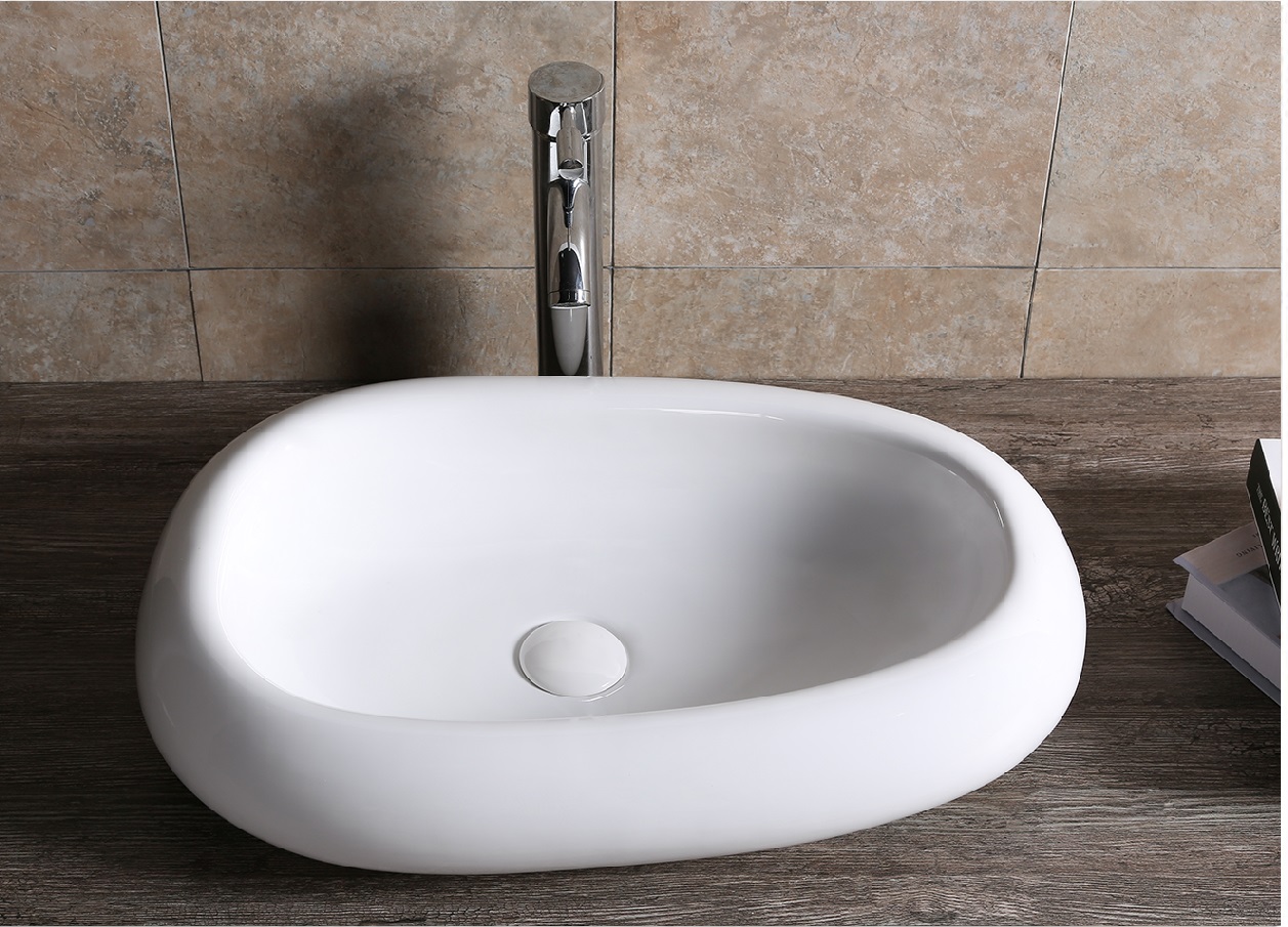 Раковина CR7041B накладная, белая, асимметричная 600х400х150 Ceruttispa