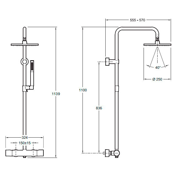 Душевая система с термостатическим смесителем Jacob Delafon Toobi E8993-CP