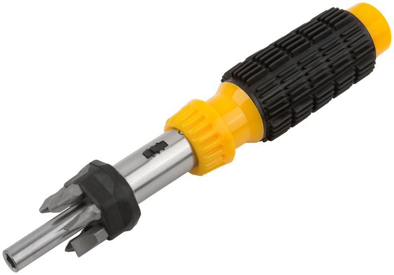 Отвертка реверсивная 6 CrV бит ручка с антискользящей накладкой желт. FIT 56295