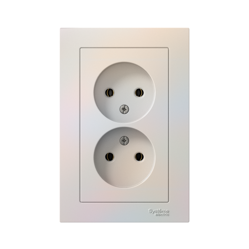 Розетка 2-м СП AtlasDesign 16А IP20 без заземл. в сборе жемчуж. SE ATN000420