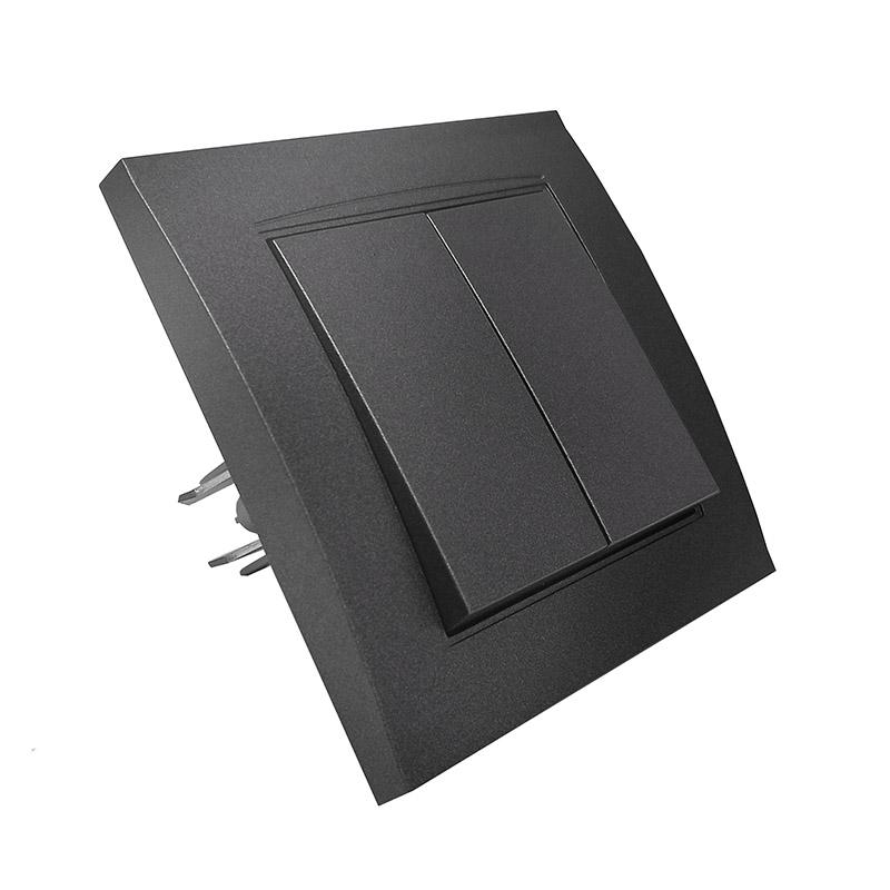 Выключатель 2-кл. СП Бриллиант 10А IP20 в сборе графит Universal 7947403-Gr