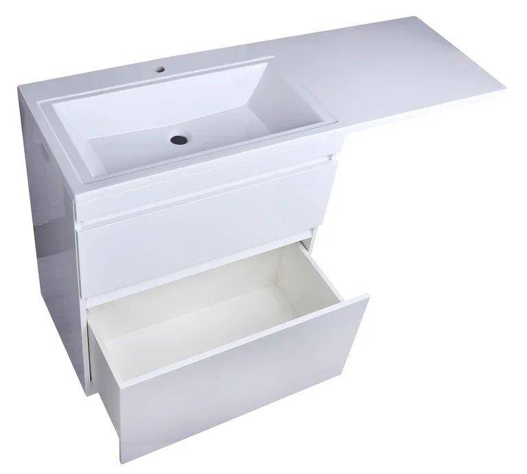 Тумба напольная "Даллас 140", 2 ящика, Люкс белая, PLUS