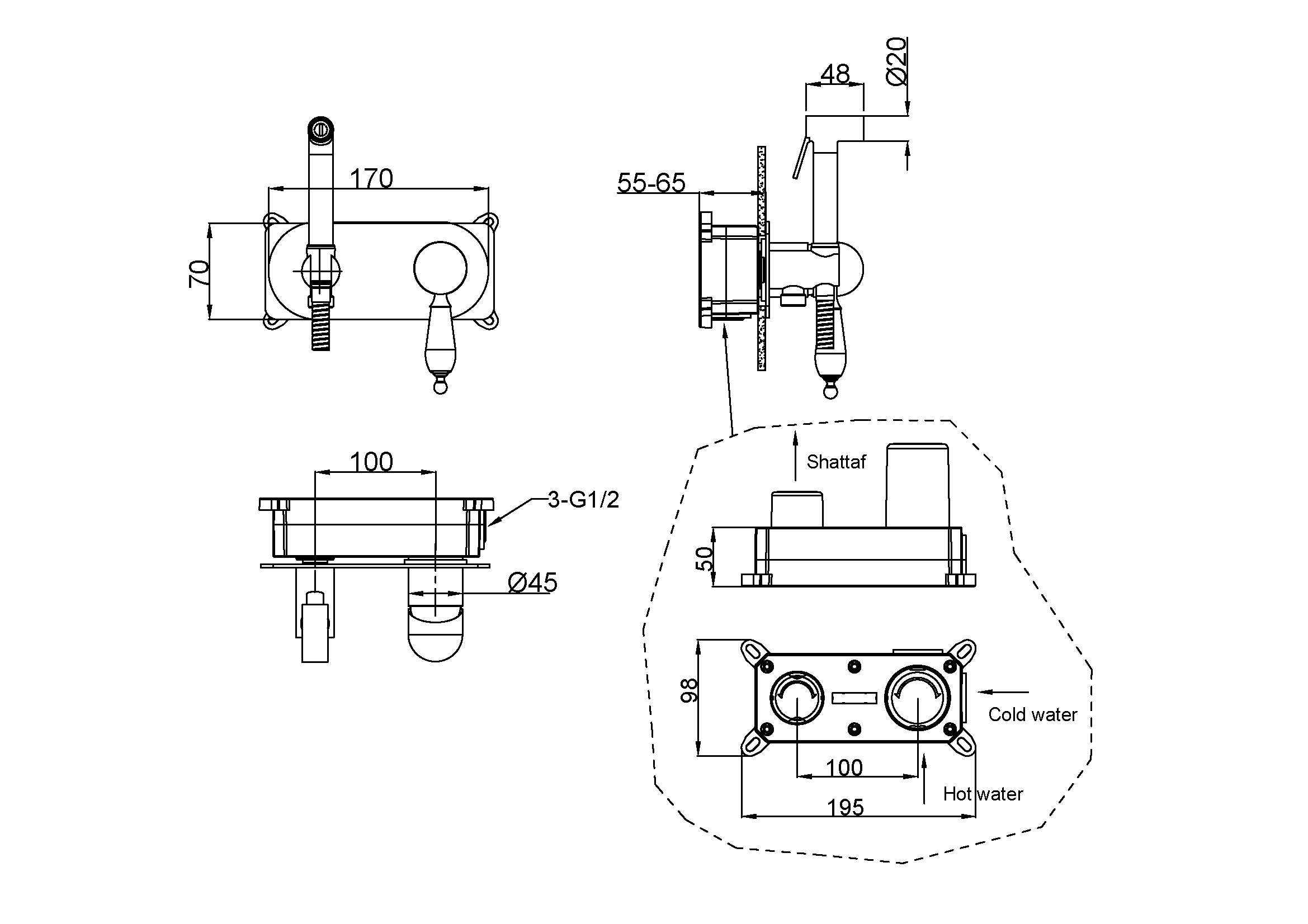 Гигиеническая лейка со смесителем IMPERIALE