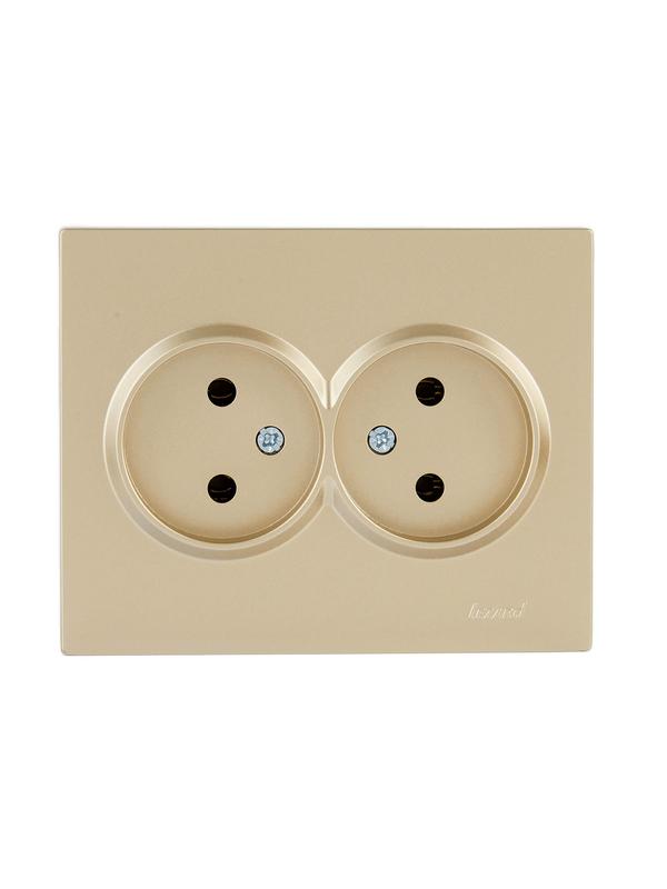 Розетка VESNA двойная без заземл. ПБТ зол. LEZARD 742-3600-128B