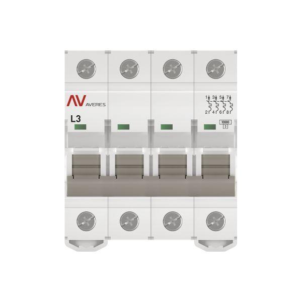 Выключатель автоматический модульный 4п L 3А 10кА AV-10 AVERES EKF mcb10-4-03L-av