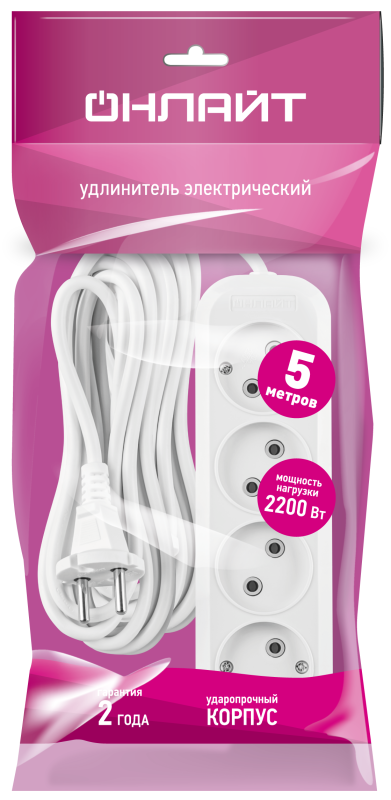 Удлинитель 90 785 OPE-S-04-500-X-2x1 ОНЛАЙТ 90785