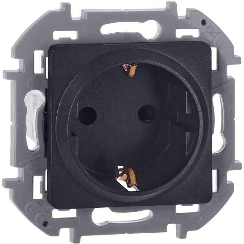 Розетка 1-м СП Inspiria 16А IP20 250В 2P+E защ. шторки немецк. стандарт механизм антрацит IEK 673733