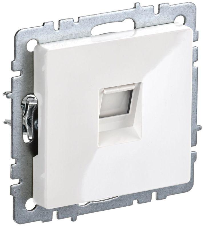 Розетка телефонная СП BRITE РТ10-БрБ RJ11 механизм бел. IEK BR-T10-K01