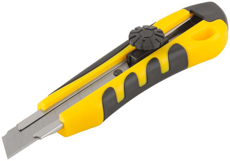 Нож технический 18мм усиленный прорезиненный вращ. прижим FIT 10253