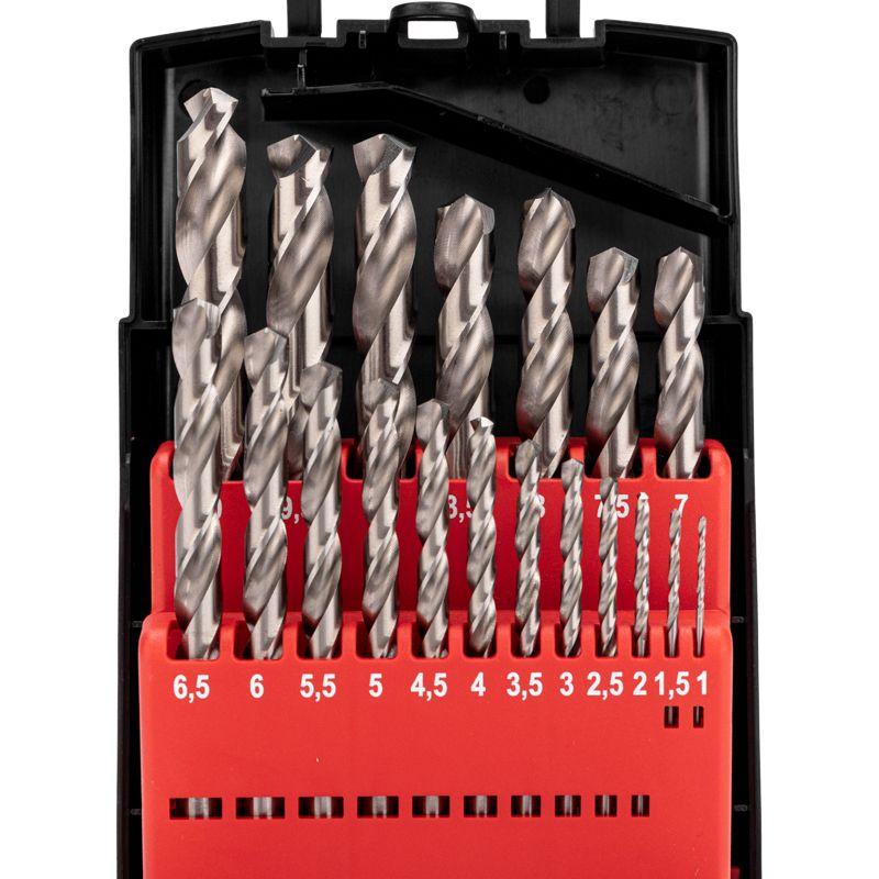 Набор сверл по металлу 1-10мм (через 0.5мм) Р6М5 цилиндрический хвостовик 19шт Kranz KR-91-0635