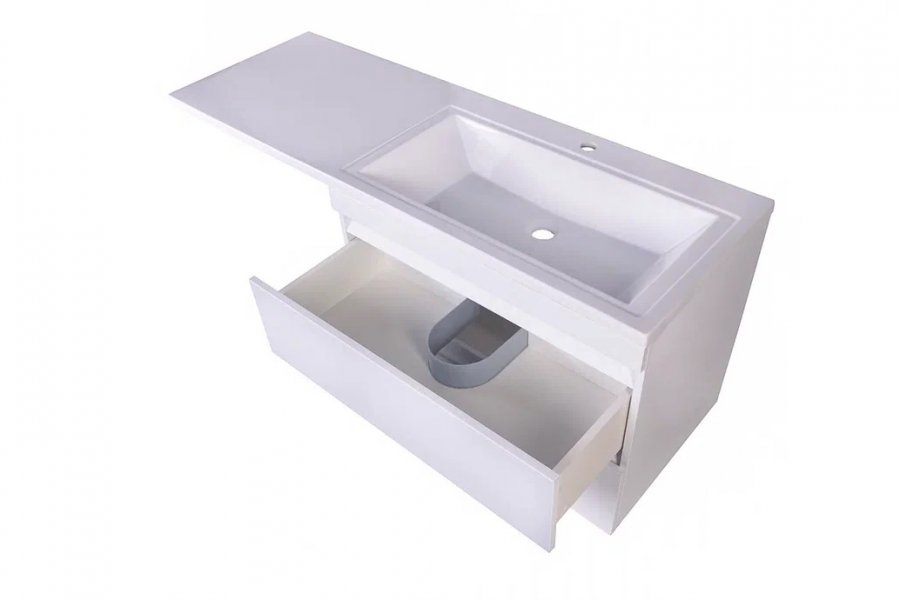 Тумба подвесная "Даллас 140", Люкс белая, PLUS, ЭМАЛЬ