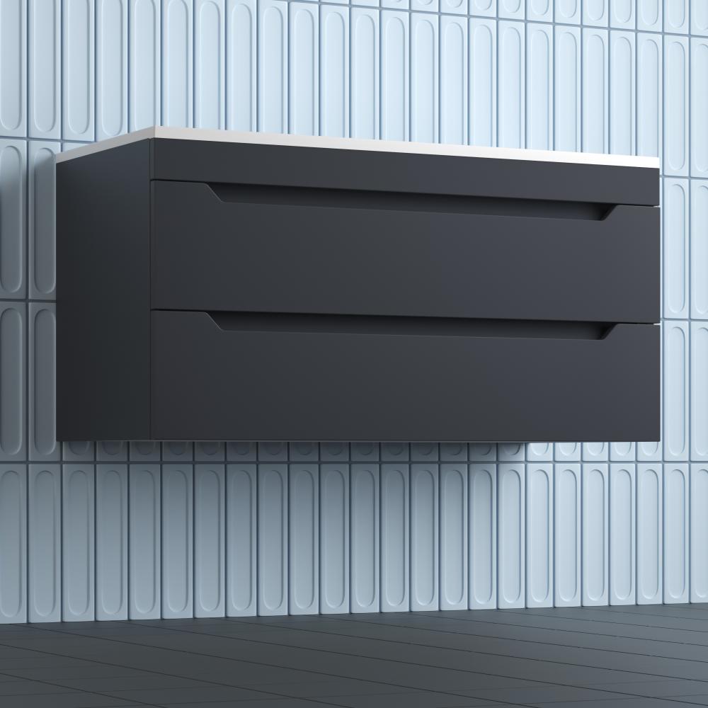 Тумба подвесная "Остин" под раковину Фортуна 100 2 ящ графит эмаль PLUS