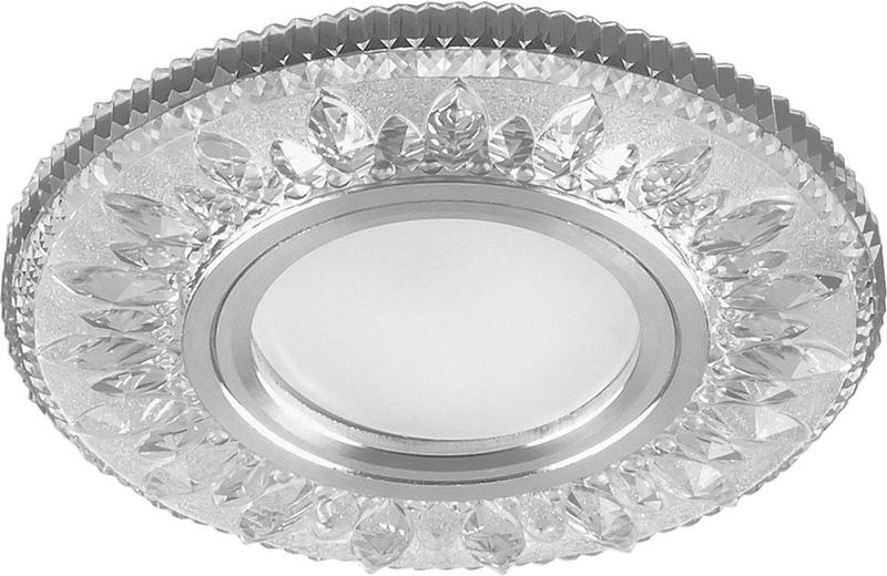 Светильник CD903 50Вт G5.3 MR16 потолочн. встраив. со светодиод. подсветкой 15LEDх2835 SMD 4000К с драйвером в комплекте бел. хром FERON 28846