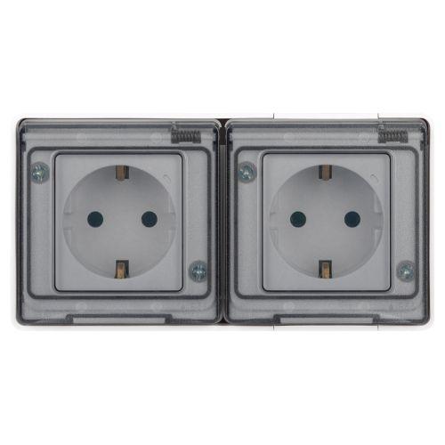 Розетка Эксперт 11-2503-01 2х2P+E гориз. IP55 16А-250В ОУ бел. Эра Б0063264