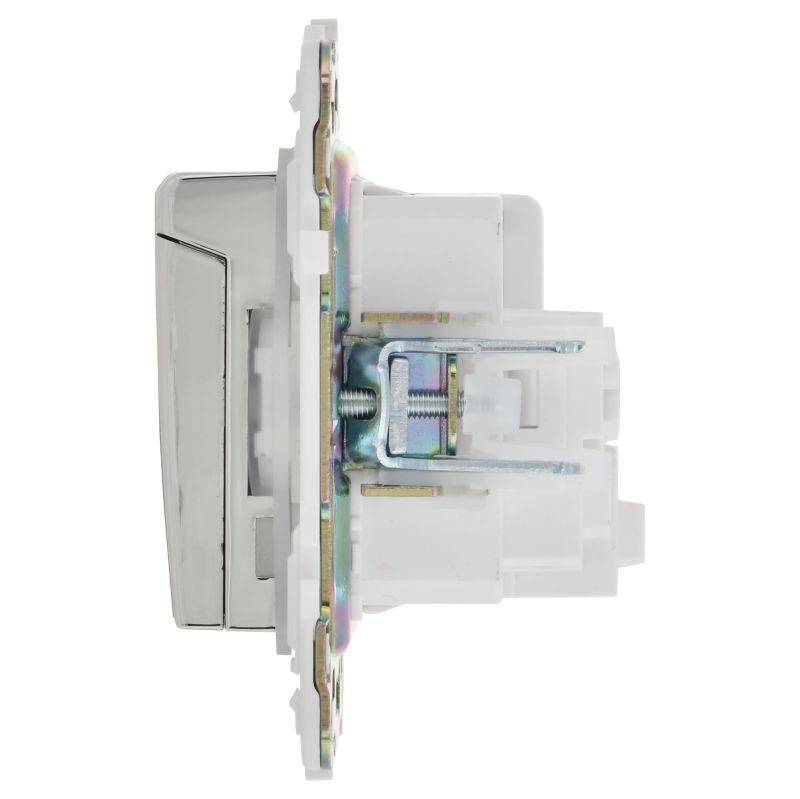 Розетка 1-м SKANDY 16А IP44 с заземл. защ. шторки с крышкой SK-R11N никель IEK SK-R16-16-44-K50