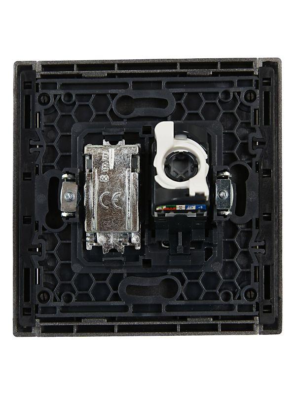 Розетка 2-м TV+RJ45 кат.5E FORTE&PIANO FP536 сталь IEK FP-AK20-1-K46