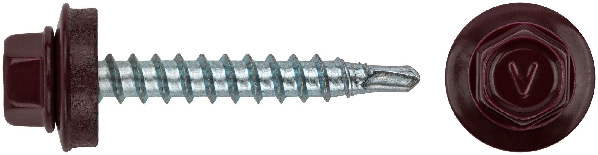 Шурупы кровельные со сверлом 4.8 х 32, темно-борд. RAL-3005 100шт. Фасовка