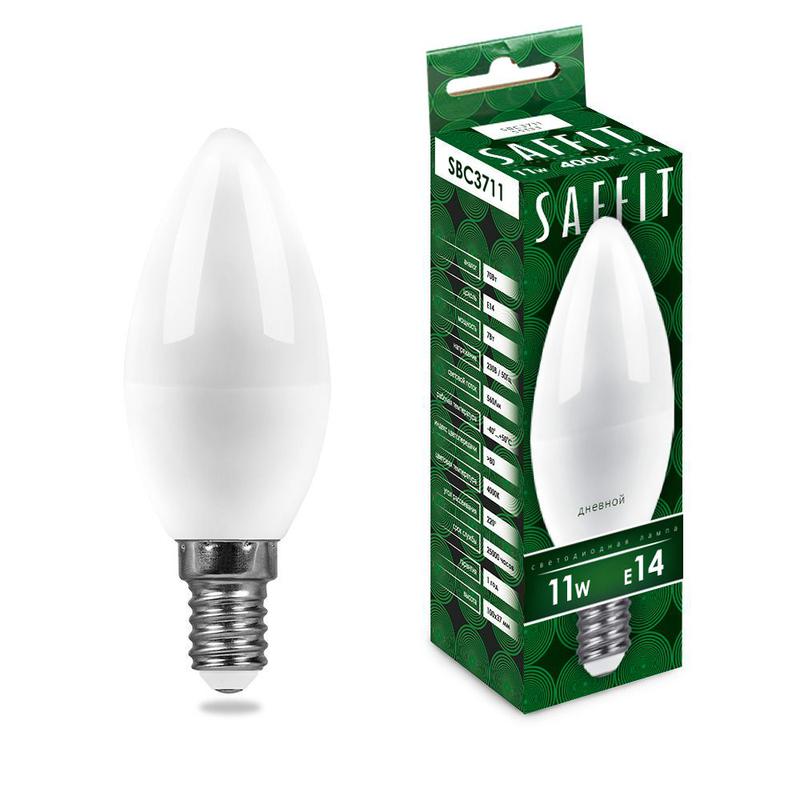 Лампа светодиодная 11Вт 230В E14 4000К C37 SBC3711 SAFFIT 55133