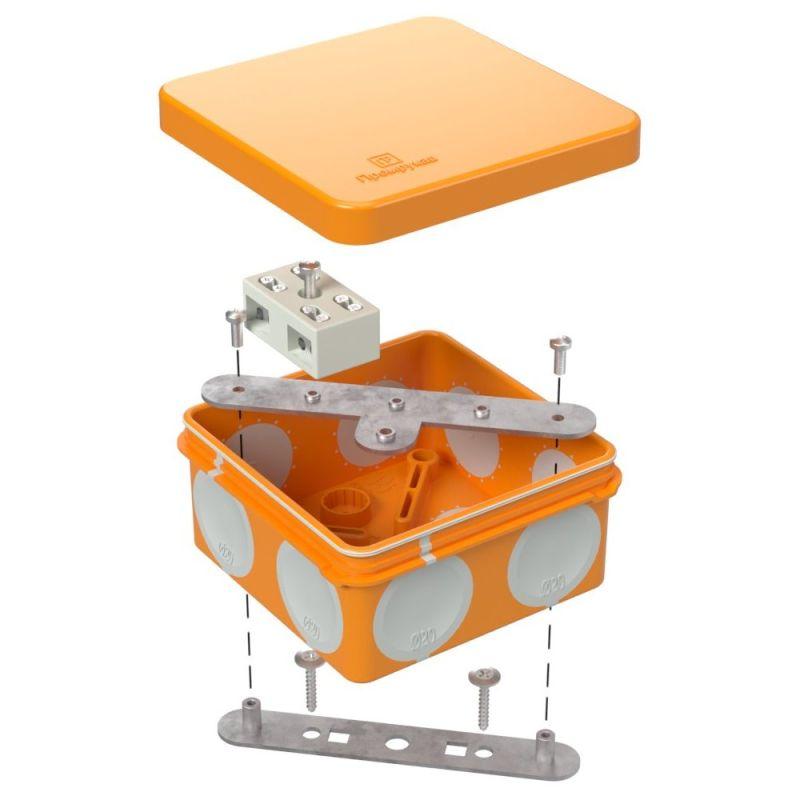 Коробка огнестойкая разветвительная для ОП двухкомпонентн. 60-0210-FR6.0-4-2-Р Е15-Е60 RAL2004 80х80х40 Промрукав 60-0210-FR6.0-4-2-Р