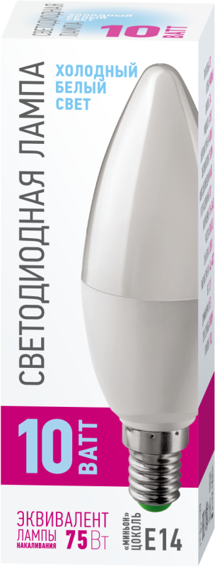 Лампа светодиодная 82 915 OLL-C37-10-230-4K-E14-PROMO 10Вт свеча 4000К E14 220-240В ОНЛАЙТ 82915
