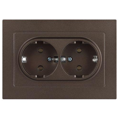 Розетка 2-м СП Accent 6-205-08 16А IP20 250В 2P+E Schuko AL/CU бронза Intro Б0063498