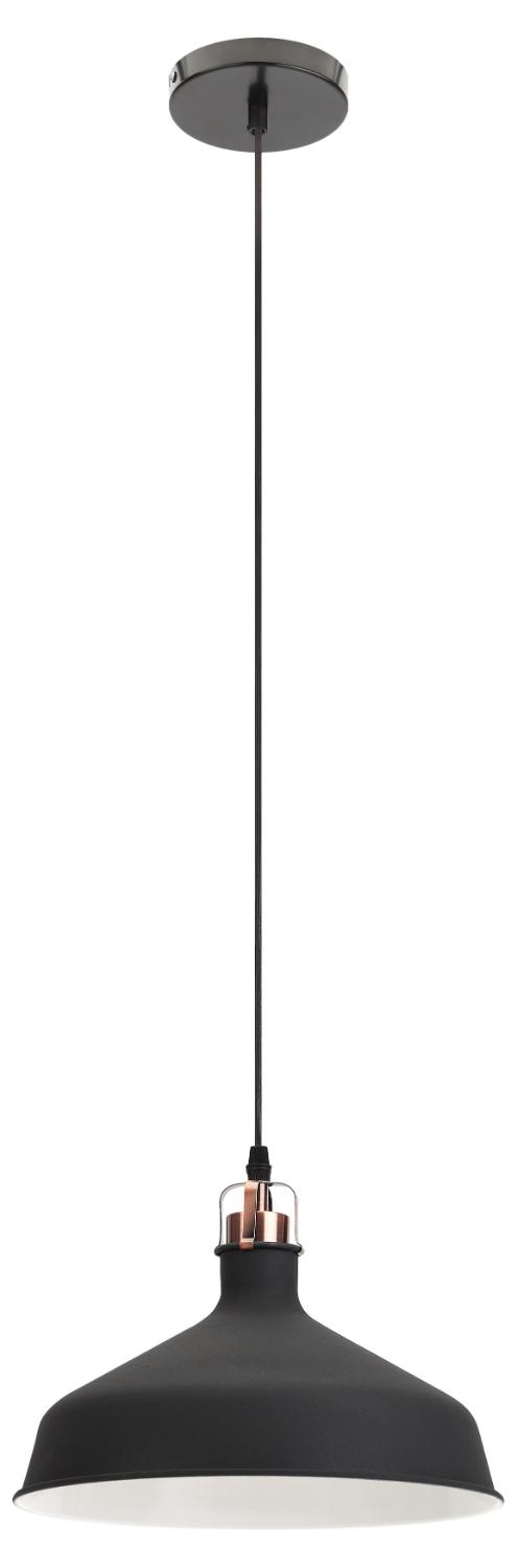 Светильник подвесной декоративный PL2 BK/RC E27 max 60W, d300 мм, шагрень черный/медь