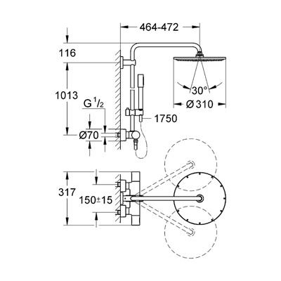 Душевая система Grohe Rainshower System 310 27966000