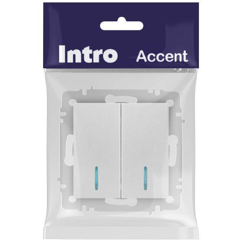 Выключатель 2-кл. СП Accent 6-105-03 10А IP20 250В с подсветкой AL/CU алюм. Intro Б0063511