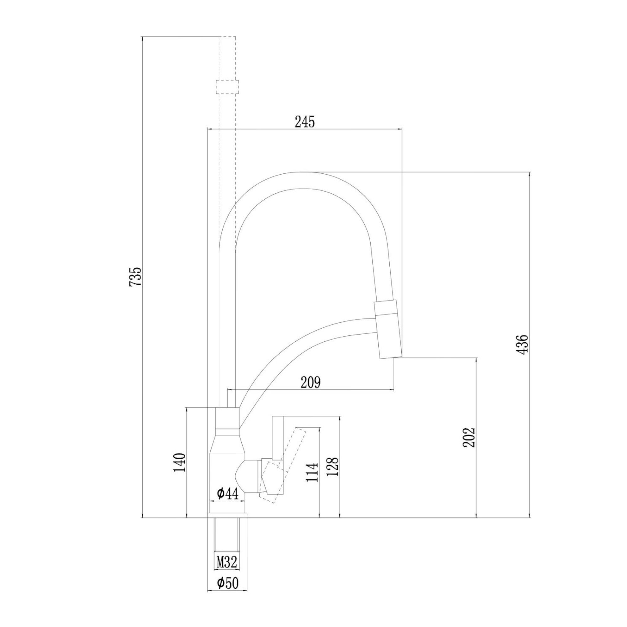 Смеситель для кухни Fmark FS8244Q-04, графит