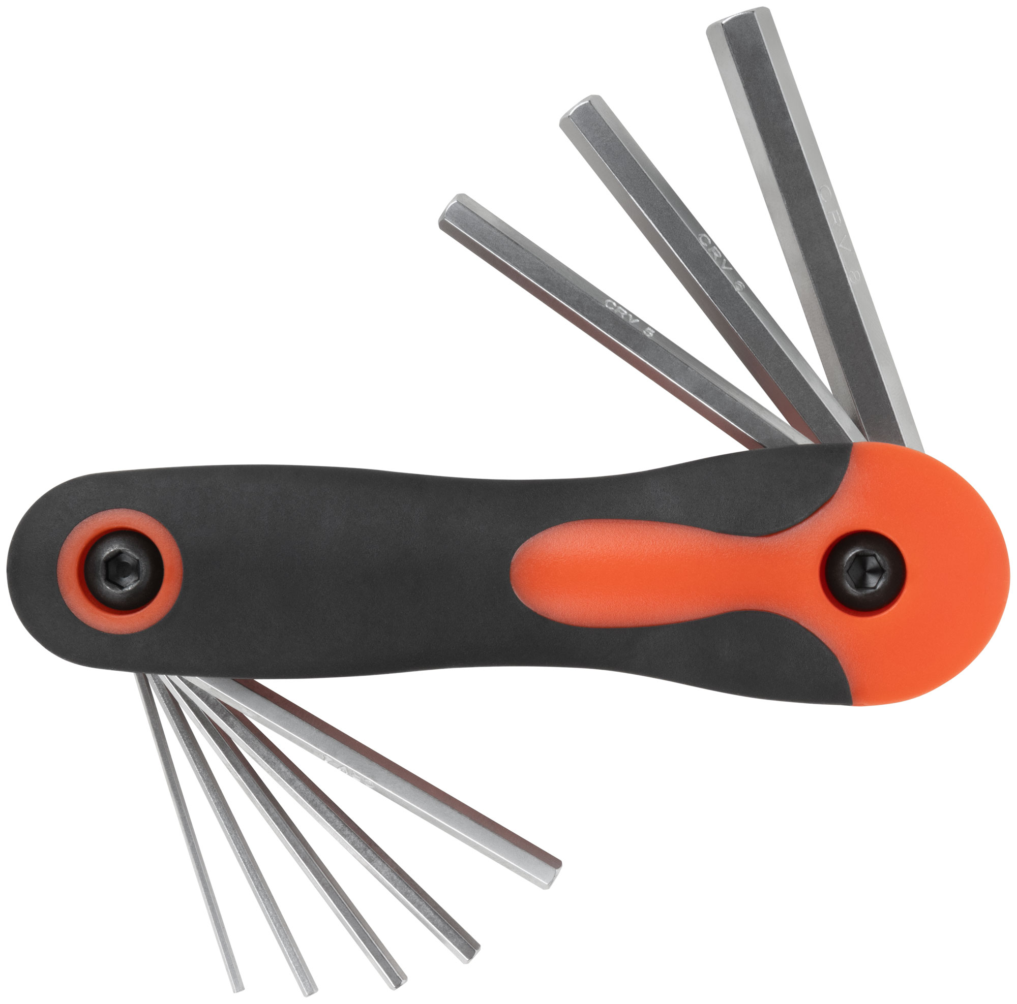 Ключи шестигранные HEX CrV 8 шт.( 1,5-8 мм ) складные, прорезиненный держатель