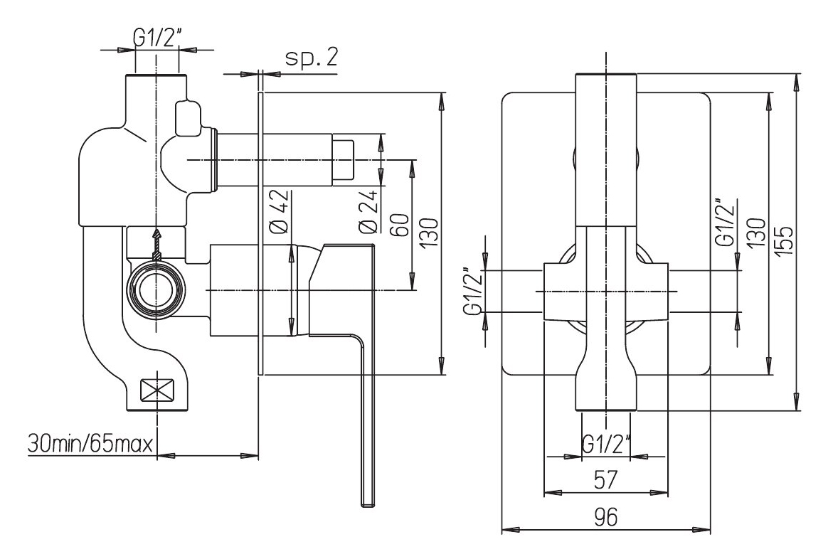 Смеситель Paini Dax 84CR6911R для душа встраиваемый