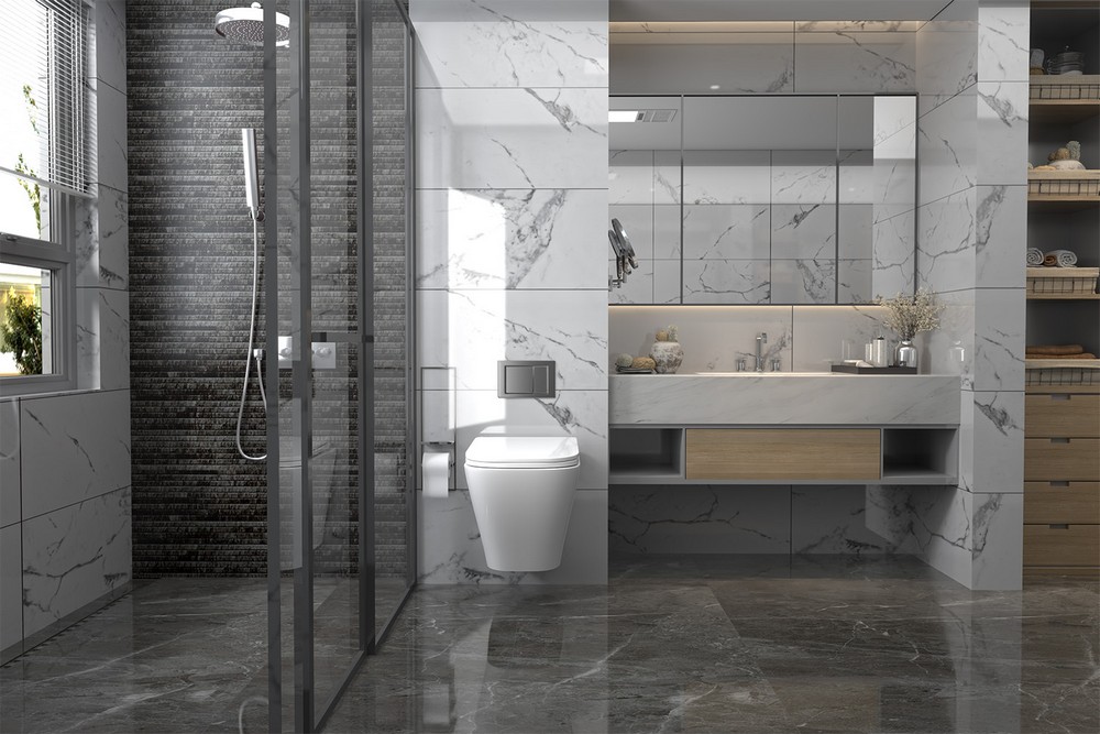 Комплект подвесной унитаз ABBER Rechteck AC1201 белый с инсталляцией AC0105 и кнопкой AC0120MMG золото матовое