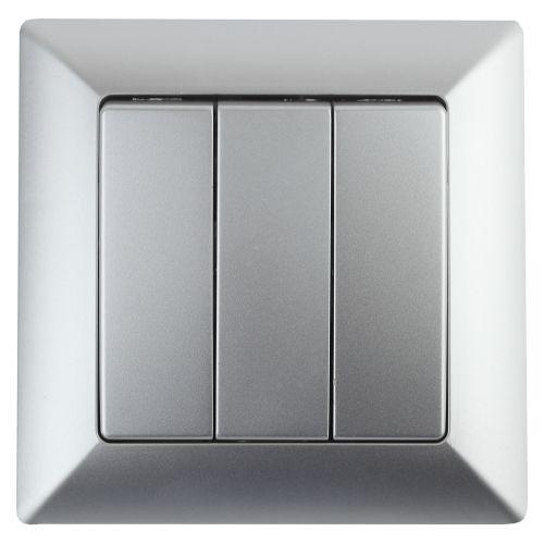 Выключатель 3-кл. СП Solo 4-106-03 10А 250В IP20 алюм. Intro Б0053603