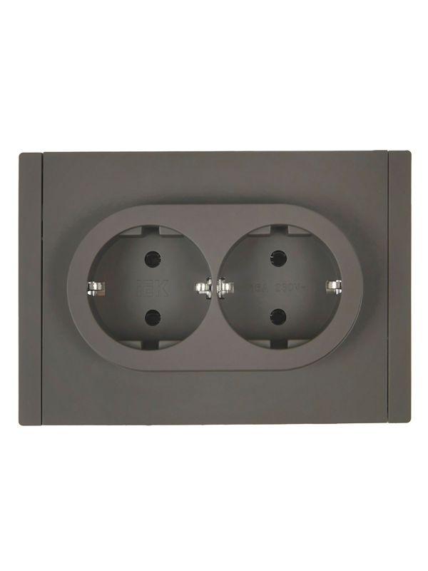 Розетка 2-м СП FORTE&PIANO FP324 16А с заземл. без защ. шторок безвинт. крепл. сер. IEK FP-R21-16-1-K03